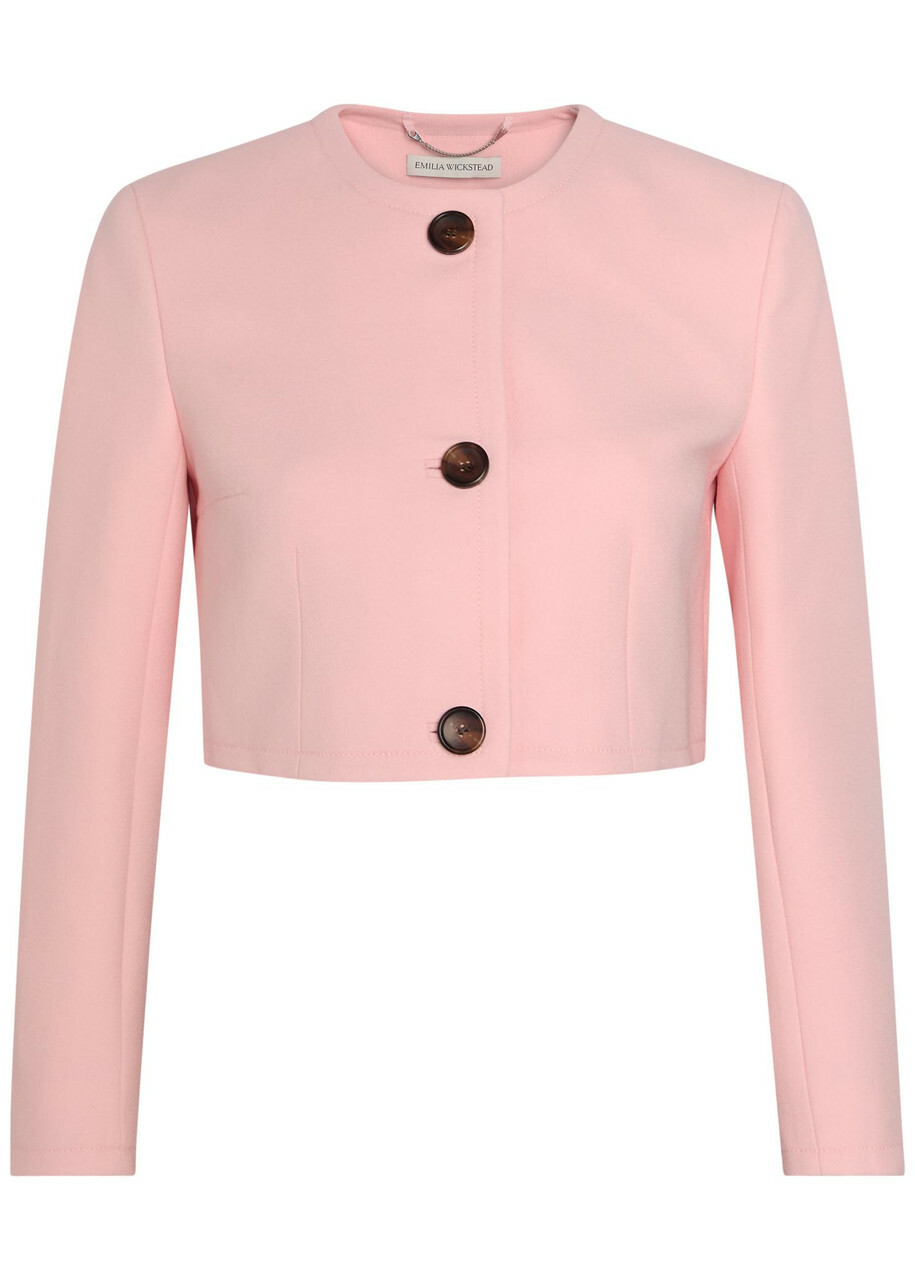 Emilia Wickstead Lizette Wool-crepe Cropped Jacket Light Pink