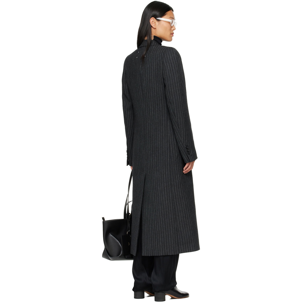 Maison Margiela Black & Gray Double Breasted Coat