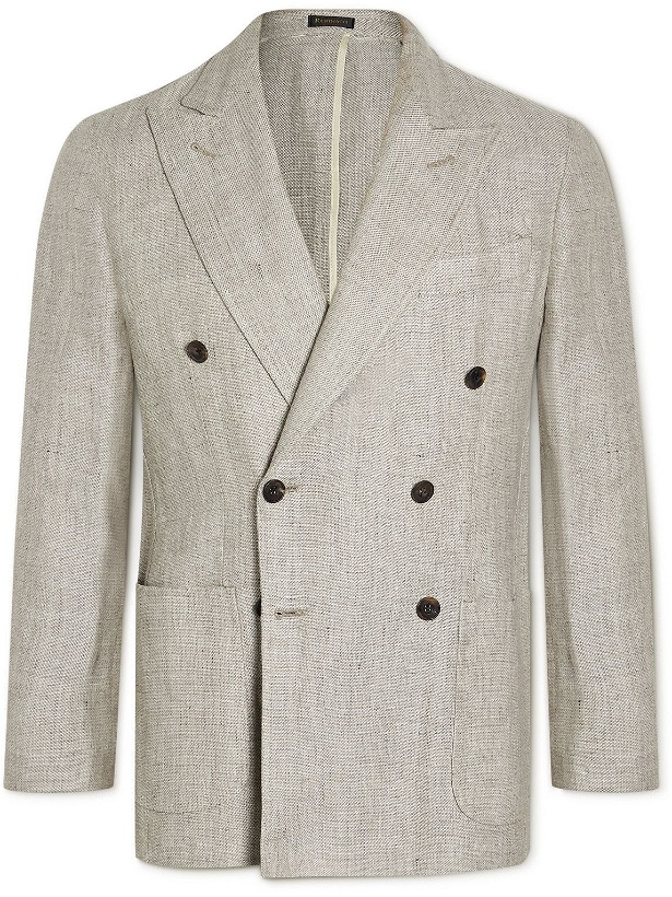 Photo: Rubinacci - Double-Breasted Linen and Virgin Wool-Blend Blazer - Gray