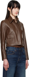 Nour Hammour Brown Bleeker Cropped Leather Jacket