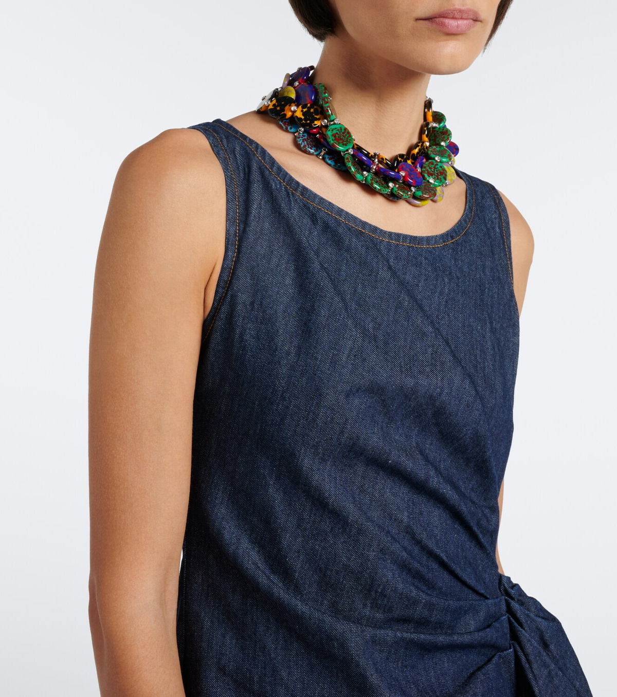 Dries Van Noten Draped denim midi dress