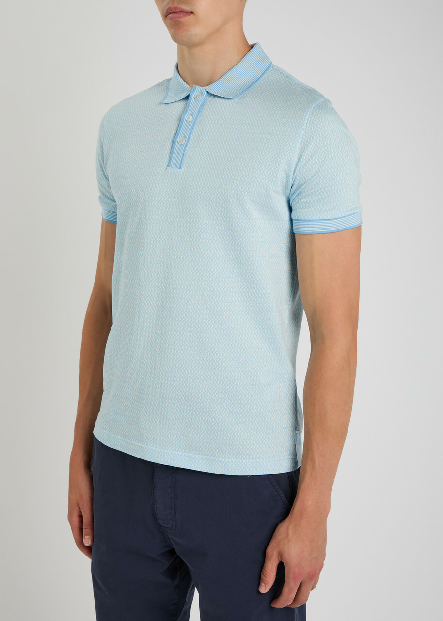 PS Paul Smith Houndstooth-print Polo Shirt Light Blue