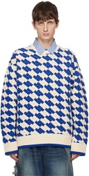 ADER error White & Blue Tenit Sweater