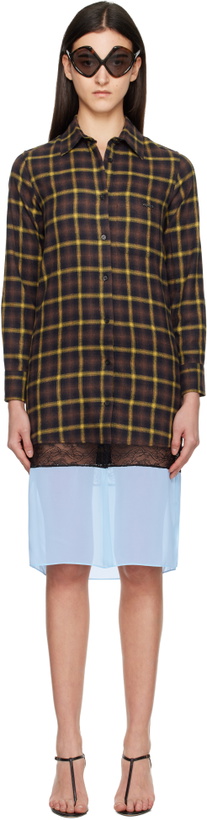 Photo: Coperni Brown & Blue Multi Layer Shirt Midi Dress