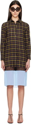 Coperni Brown & Blue Multi Layer Shirt Midi Dress