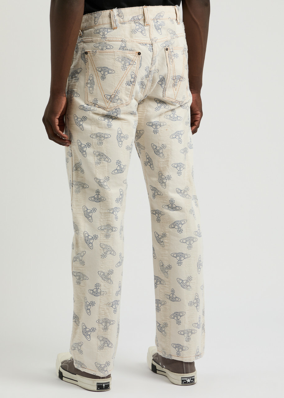 Vivienne Westwood Orb-print Straight-leg Jeans White Vivienne Westwood