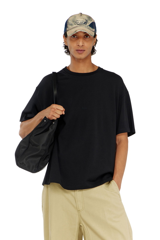 Photo: Diesel Cotton-interlock T-shirt with logo embroidery - T-Shirts Mens in Black