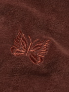 NEEDLES - Logo-Embroidered Cotton-Blend Velour Cardigan - Brown