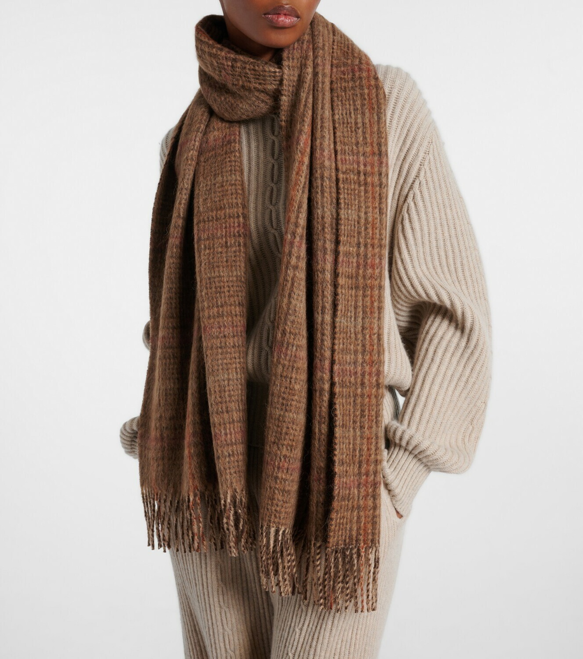 Loro Piana Checked silk and alpaca-blend scarf