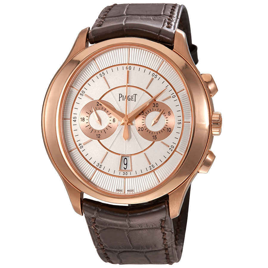 Piaget Gouverneur Automatic Silver Dial Brown Leather Mens Watch G0A37112