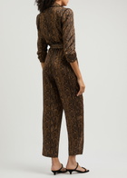 Alice + Olivia Louetta Python-print Satin Jumpsuit Brown