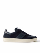 TOM FORD - Logo-Appliquéd Leather-Trimmed Suede Sneakers - Blue