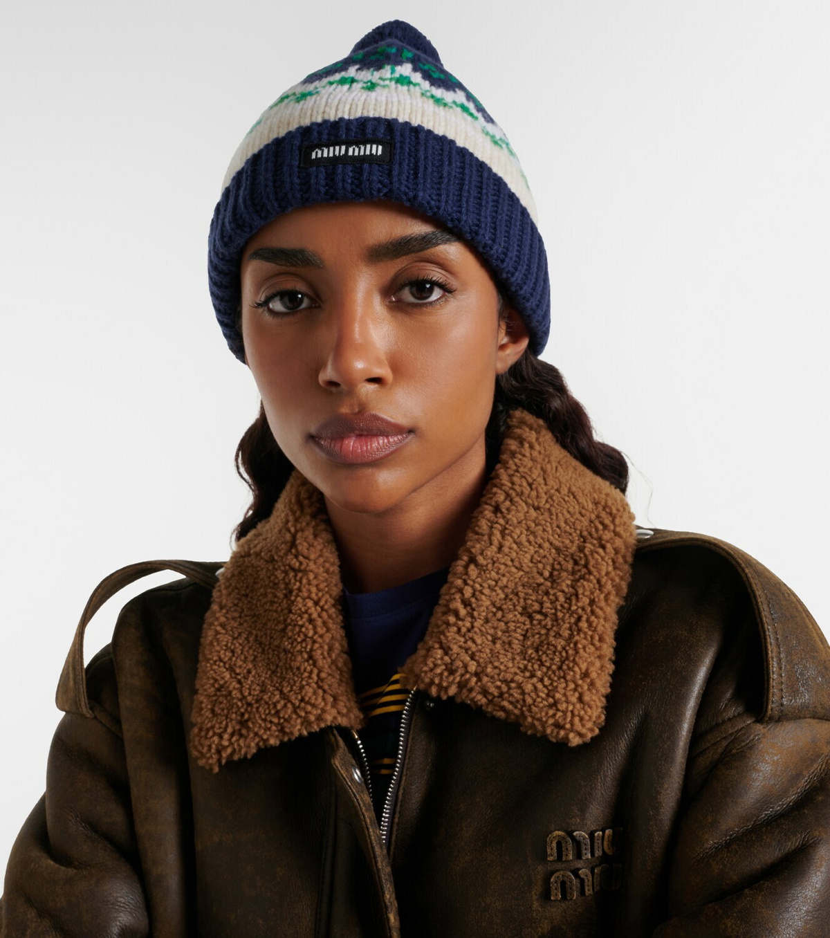 Miu Miu Fair Isle virgin wool beanie