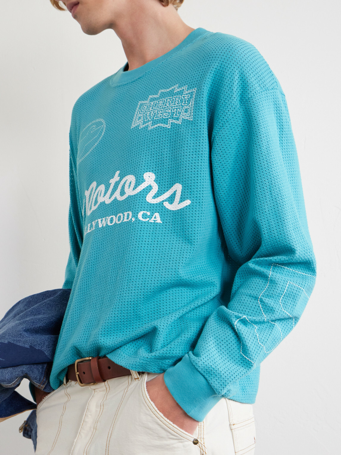 Cherry Los Angeles - Logo-Print Cotton-Mesh T-Shirt - Blue