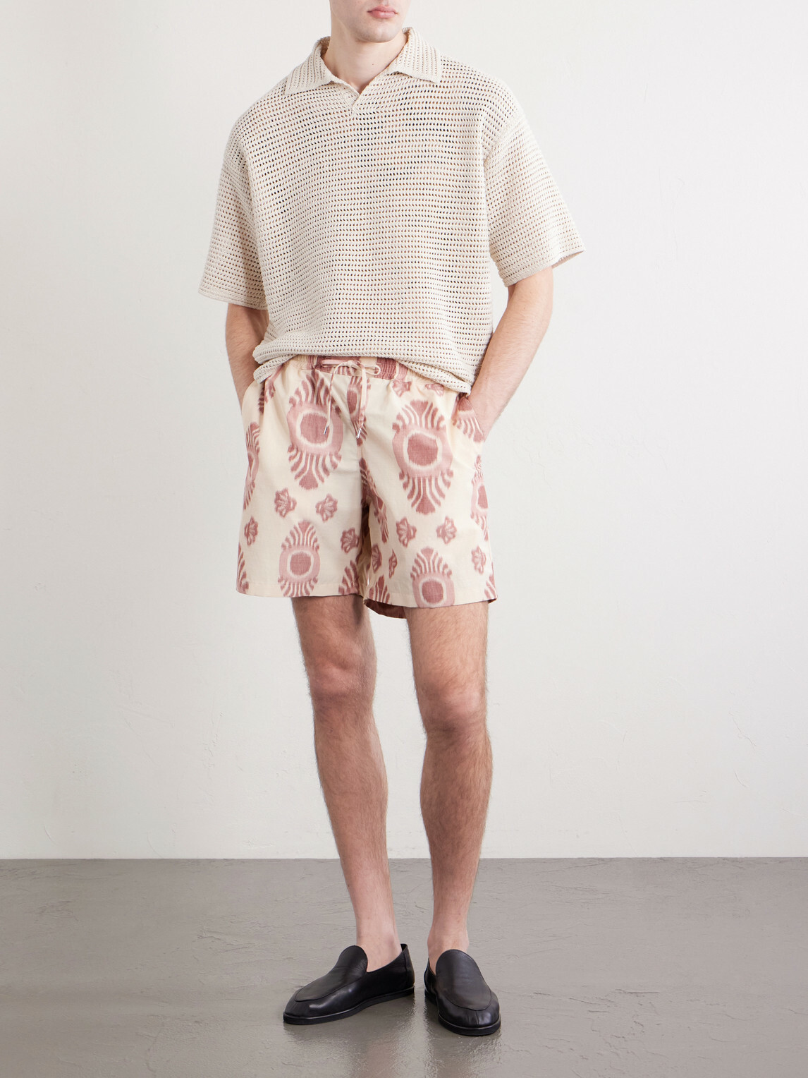 A Kind Of Guise - Volta Straight-Leg Cotton-Blend Jacquard Drawstring Shorts - Pink