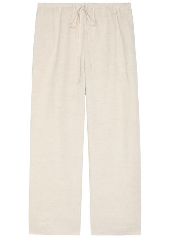 Photo: Staud Mateo Cropped Wide-leg Linen Trousers Beige