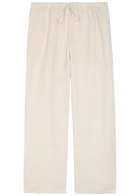 Staud Mateo Cropped Wide-leg Linen Trousers Beige