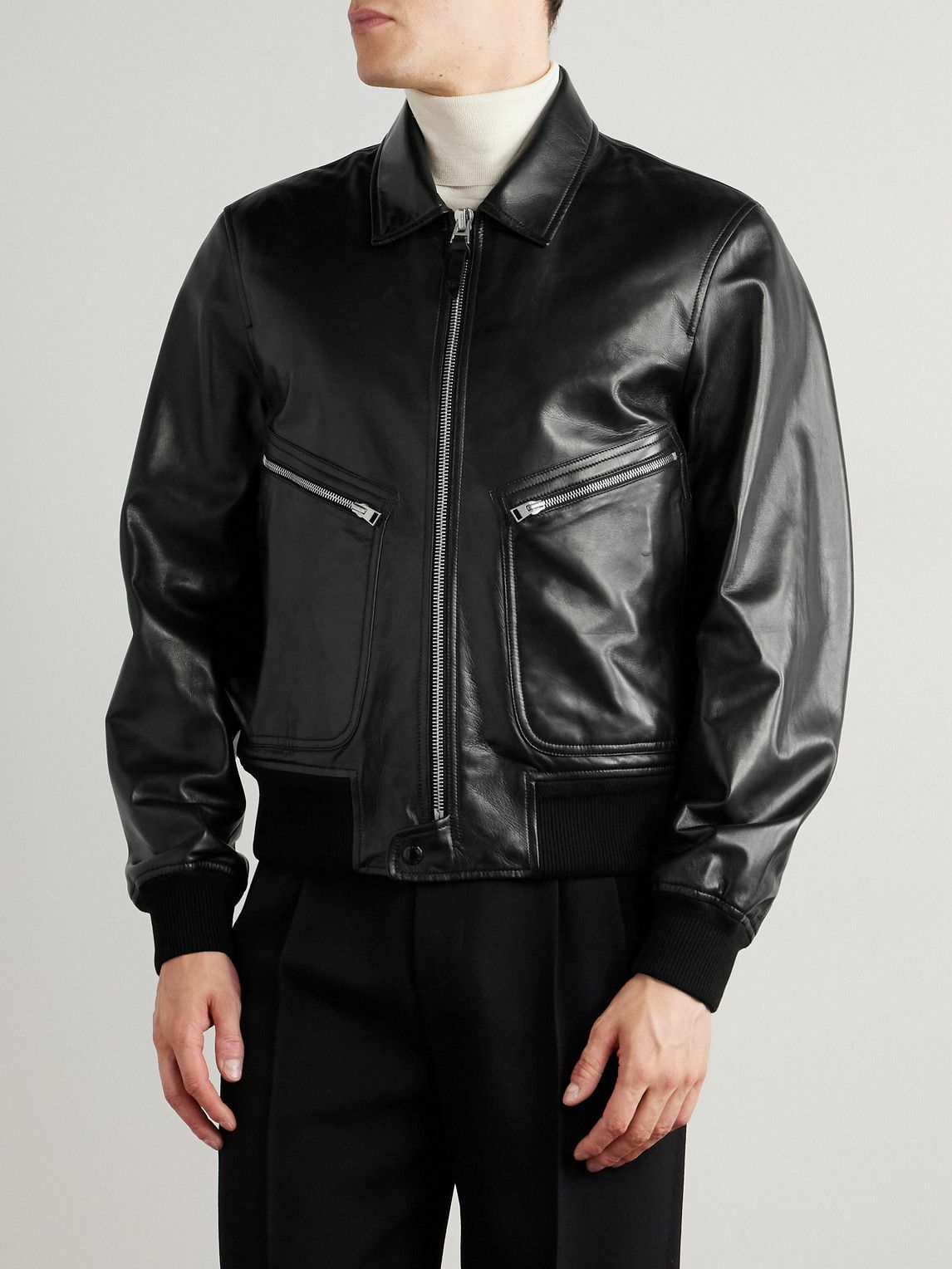 TOM FORD - Leather Zip-Up Jacket - Black TOM FORD