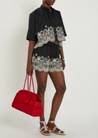 LA Double J Embroidered Cotton-poplin Shorts Black And White