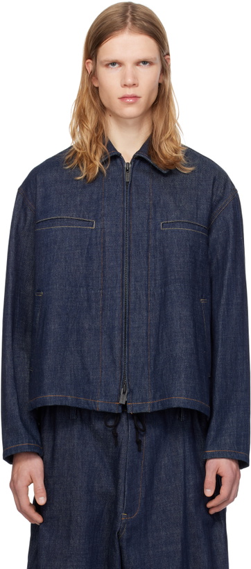 Photo: Y's For Men Navy Color Combi Stitch Denim Jacket