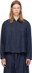 Y's For Men Navy Color Combi Stitch Denim Jacket