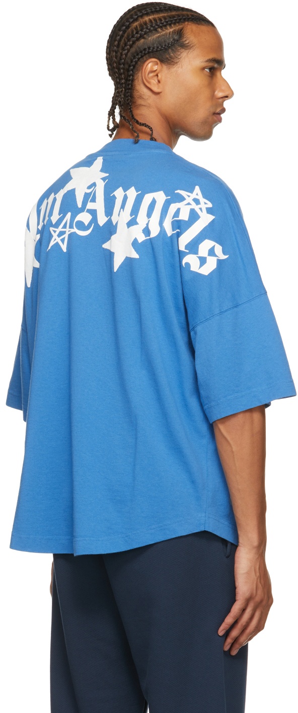 Palm Angels Blue Shooting Stars Over Logo T-Shirt Palm Angels