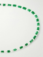 Mikia - Silver Beaded Bracelet - Green
