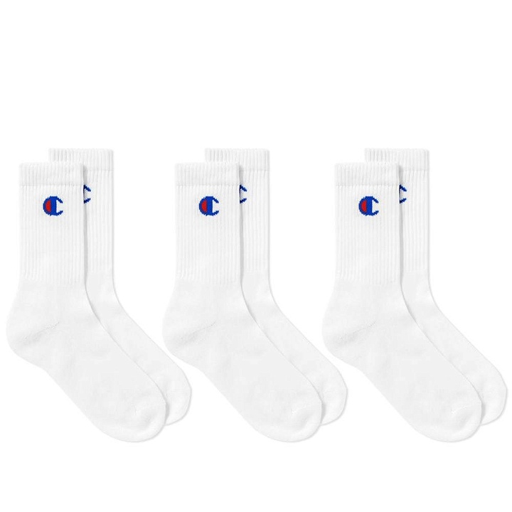 Photo: Champion Logo Sock - 3 Pack White