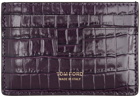TOM FORD Purple Croc Classic Card Holder