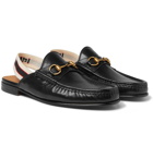 Gucci - Webbing-Trimmed Leather Backless Loafers - Men - Black