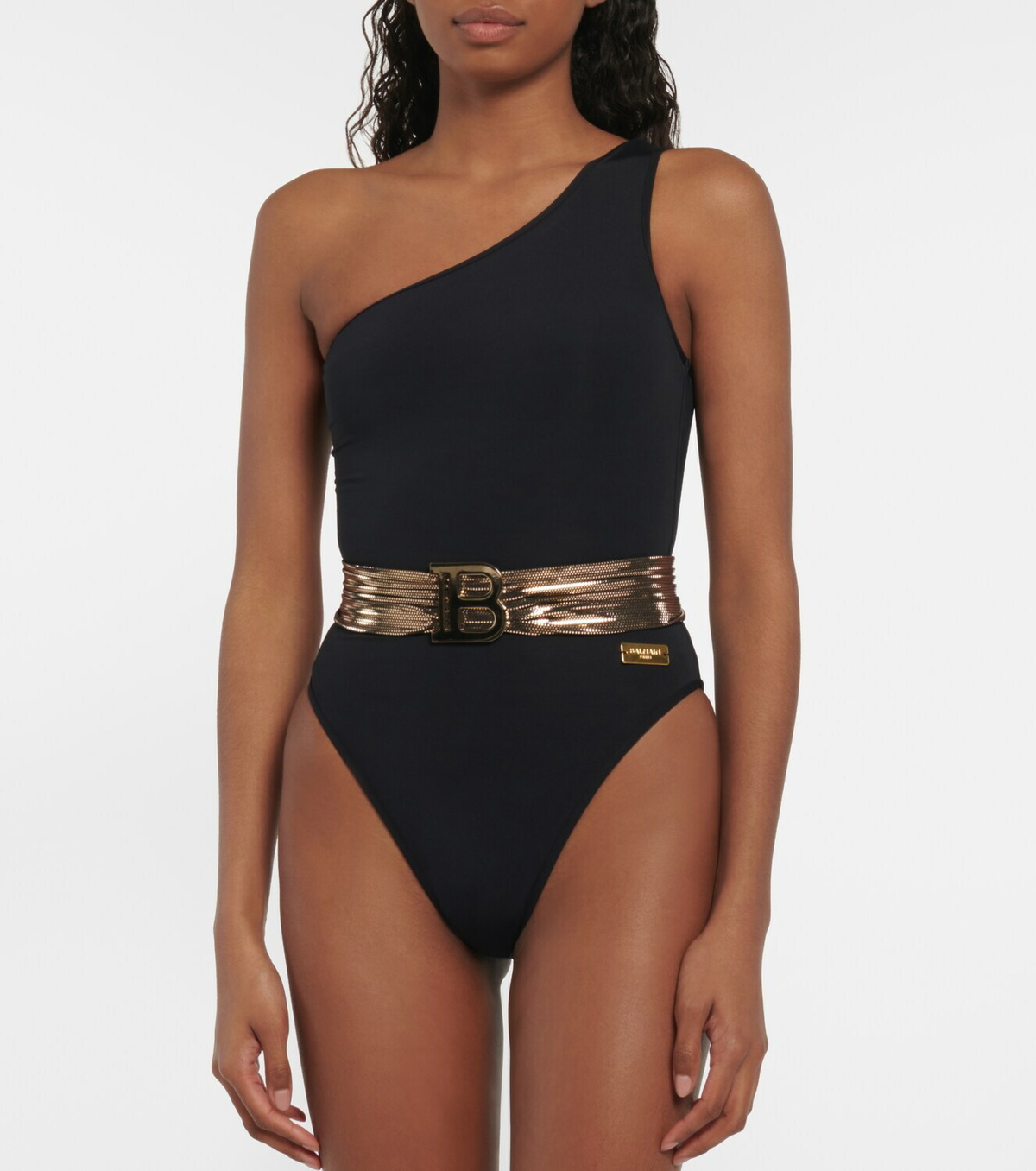 Balmain - Sequined one-shoulder swimsuit