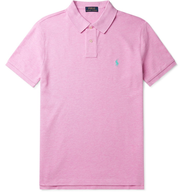 Photo: POLO RALPH LAUREN - Slim-Fit Logo-Embroidered Cotton-Piqué Polo Shirt - Pink