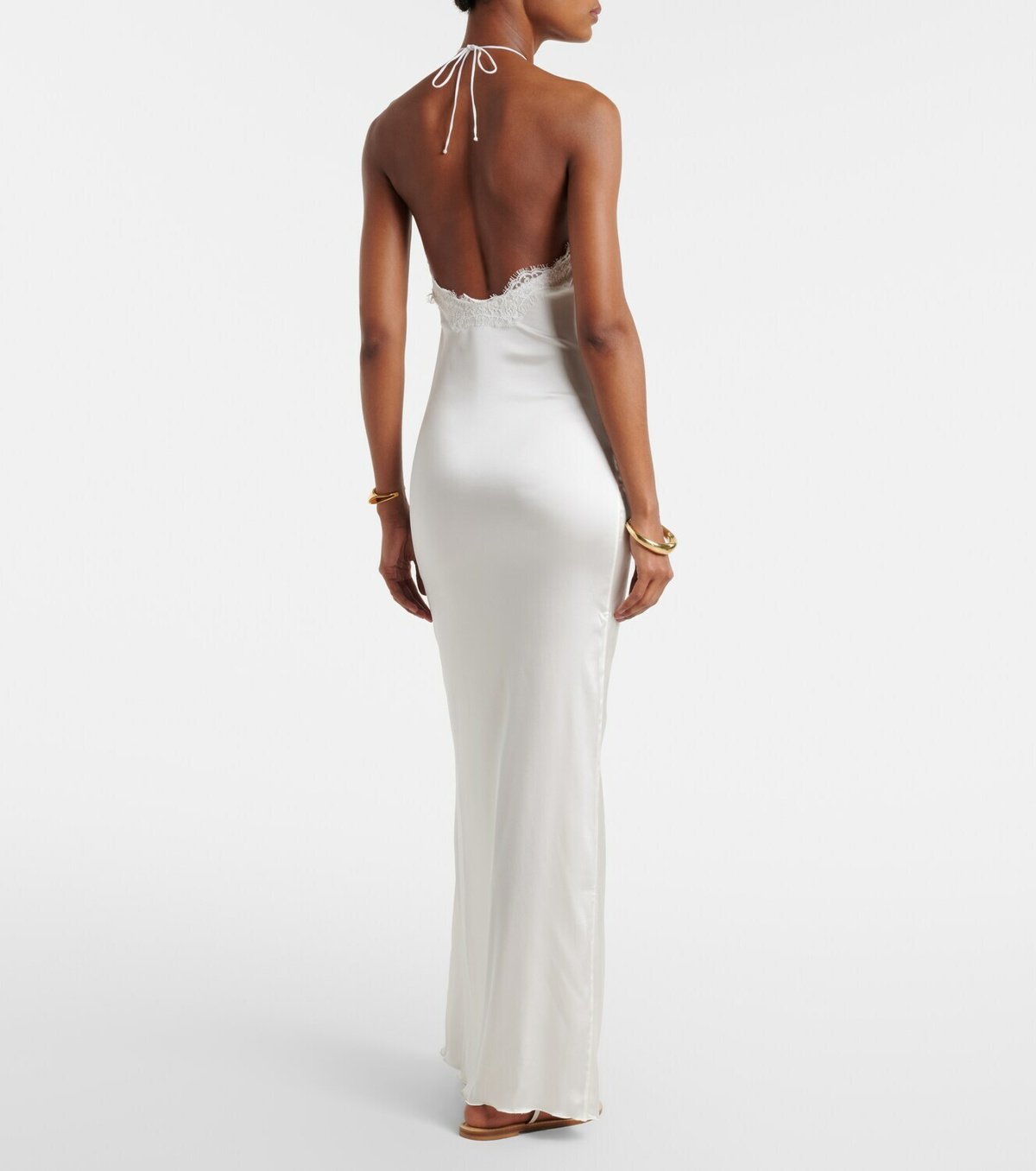 Oséree Bridal lace-trimmed satin maxi dress