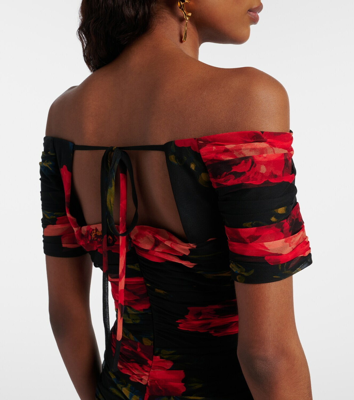 Carolina Herrera Floral ruched off-shoulder silk chiffon gown