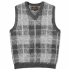 Beams Plus Men's Mohair Check Vest in Grey Check