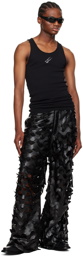 LU'U DAN Black Cutout Faux-Leather Trousers