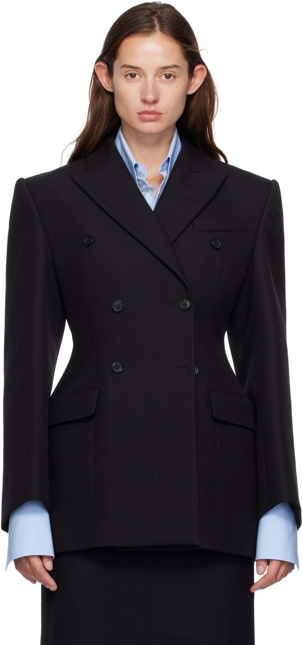 WARDROBE.NYC Black Double Breasted Contour Blazer
