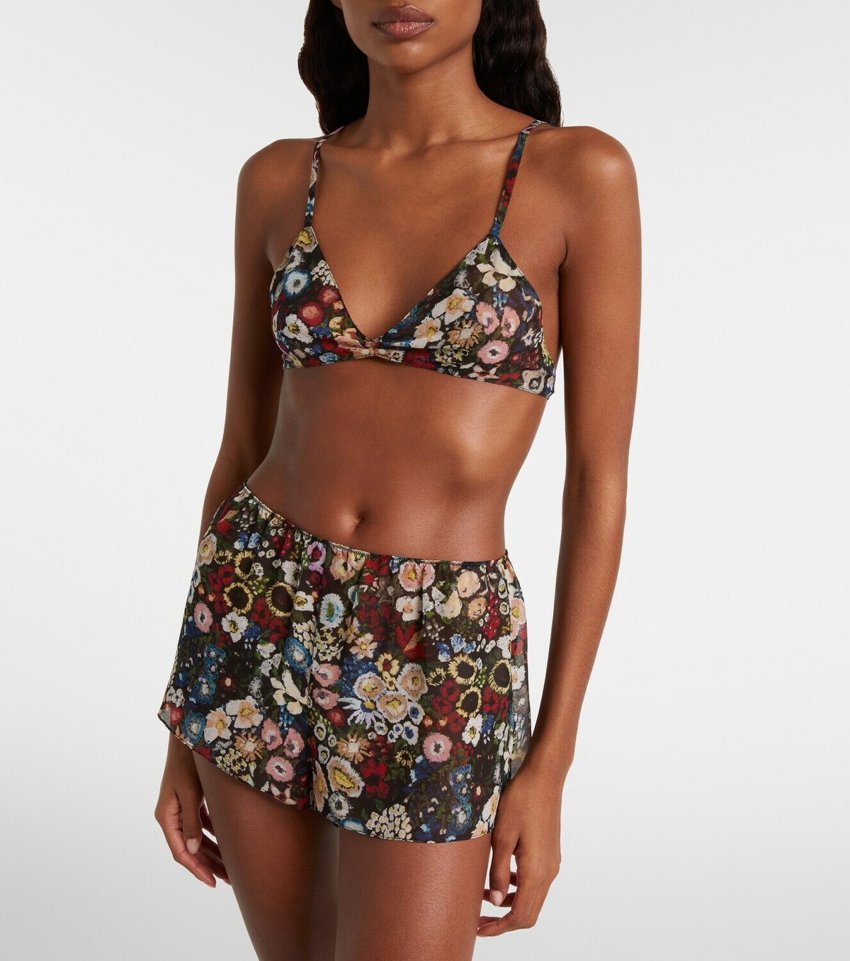 Khaite Tilly floral silk pajama shorts