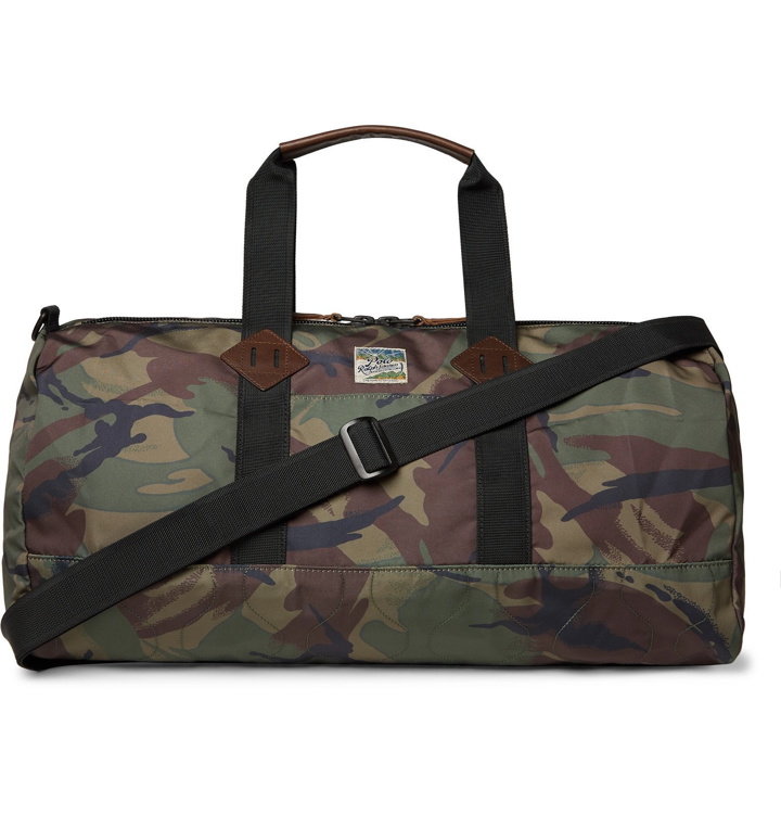 Photo: Polo Ralph Lauren - Leather-Trimmed Camouflage-Print Shell Holdall - Green