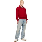 TOM FORD Red Double Face Wool Half Zip Jacket
