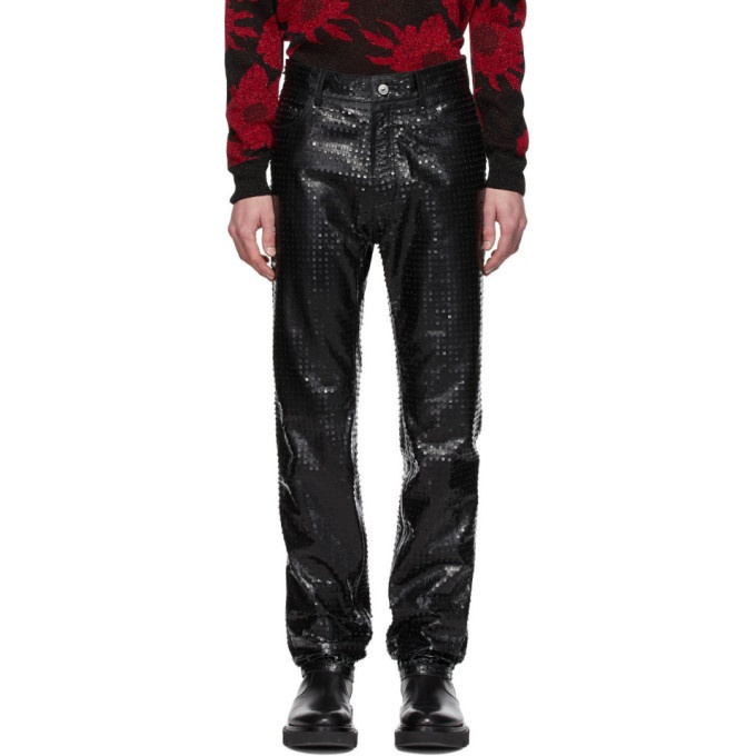 Photo: Givenchy Black Leather Perforated Square Pants