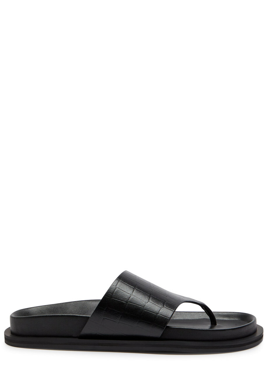 A.emery Imara Suede Flip Flops Black