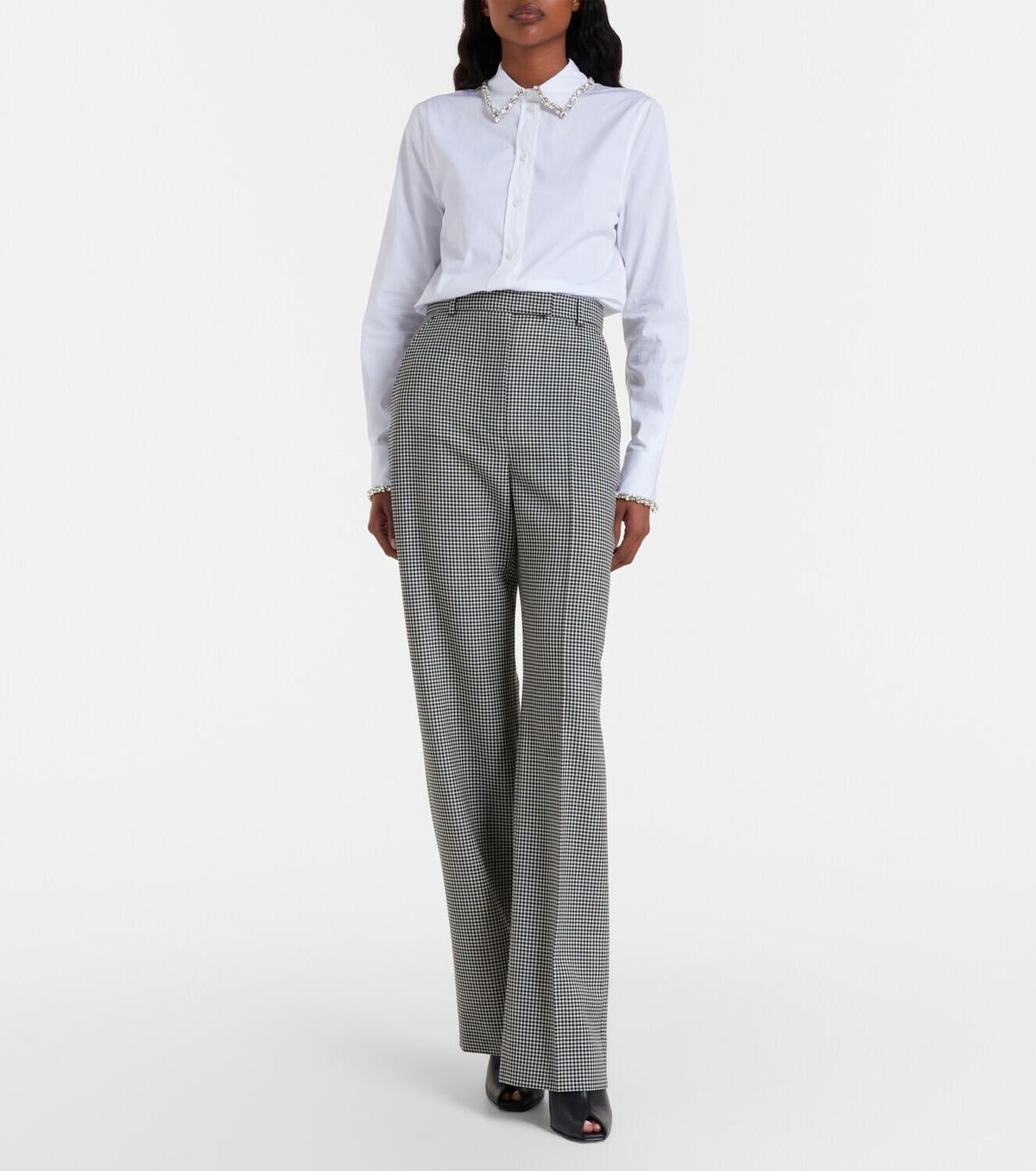 McQueen Gingham wool wide-leg pants
