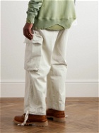 Greg Lauren - Wide-Leg Cotton Drawstring Cargo Trousers - Neutrals