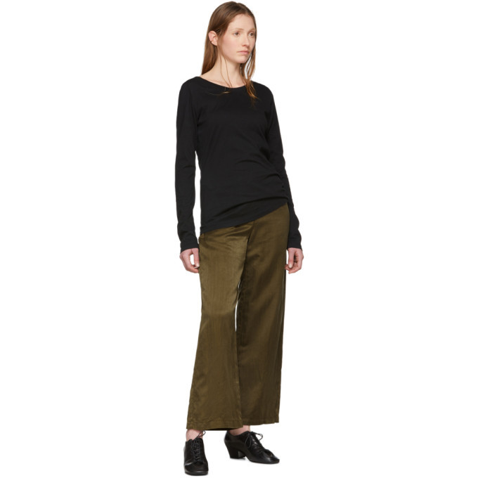 Raquel Allegra Khaki Sateen Everyday Trousers