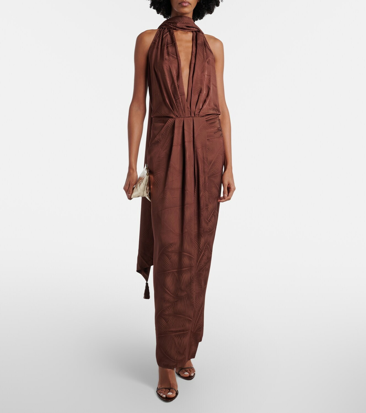 Johanna Ortiz Halterneck jacquard maxi dress