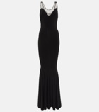 Norma Kamali Mesh-trimmed racerback gown