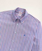 Brooks Brothers Men's Stretch Madison Relaxed-Fit Sport Shirt, Non-Iron Stripe | Medium Blue