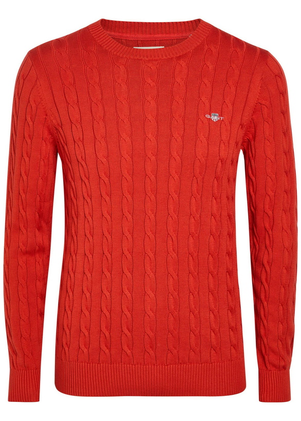 Photo: Gant Logo-embroidered Cable-knit Cotton Jumper Red