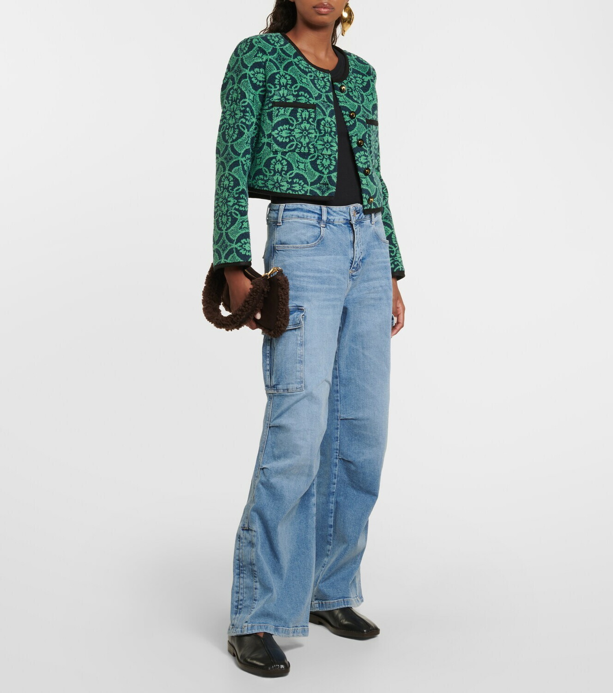 High Rise Wide Leg Cargo Jeans